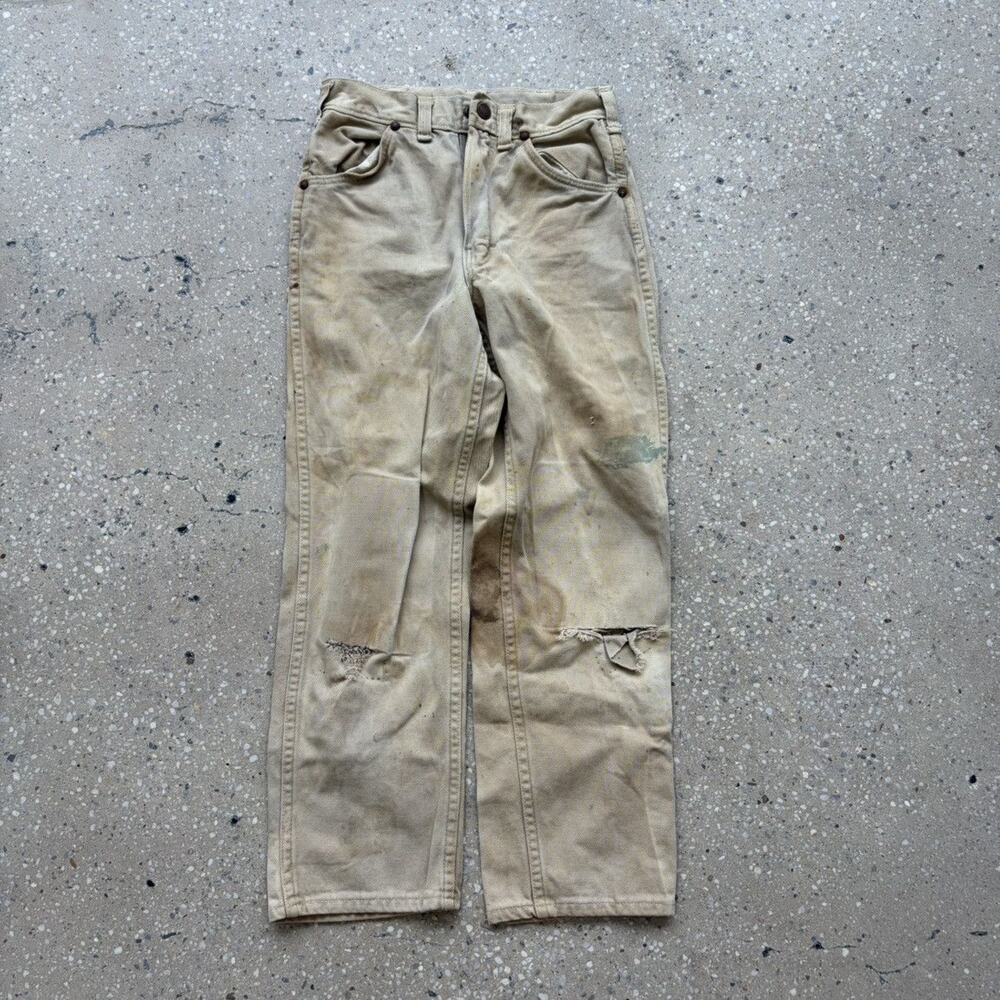 Vintage 60s Tan Sanforized Distressed Jeans 22x22